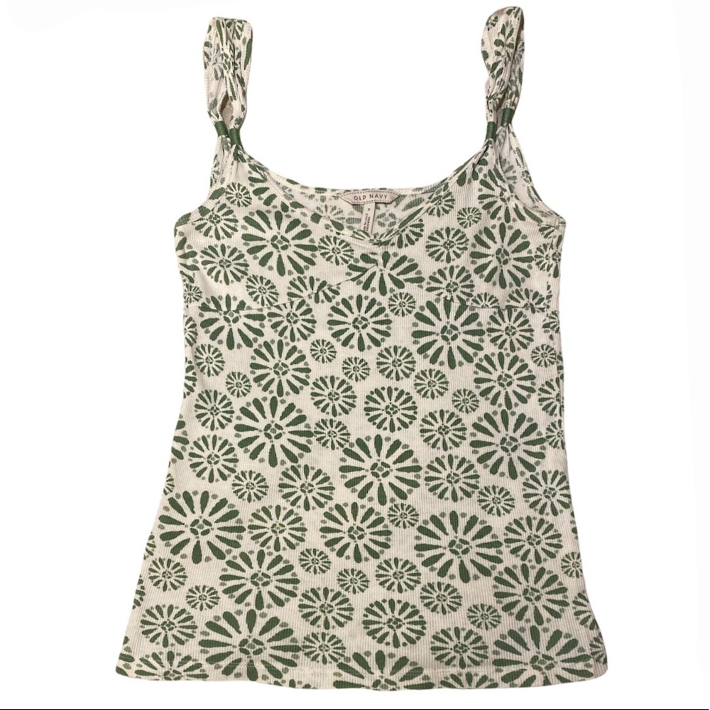 Vintage Pattern Tank Top, Green & Cream, Old Navy, XS
